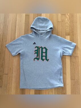 Adidas Miami Hurricanes Baseball Hoodie Short Sleeve Mens Medium Grey IM8662